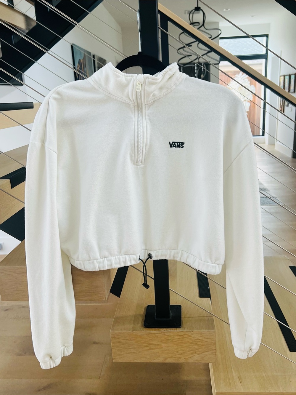 Vans Women’s cream Cropped Quarter-Zip Pullover